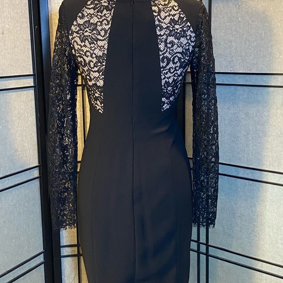 Ivanka Trump Black & Nude Cocktail Dress Size 4 Lace & Glitter Silhouette Midi - Picture 3 of 11